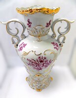 Hollóházi virágos barokk váza (ZAL-BI45802)