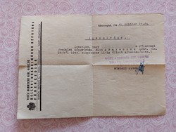Regi irat 1944 munkáltatói igazolás Vitéz Albrecht Kir. Herceg Bellyei Ur. Gépgyára Főherceglak