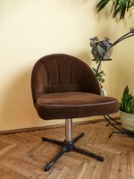 Retro, swivel armchair, coffee brown with original upholstery, smaller club size