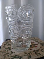 Olasz Art Deco préselt ólom kristály üveg váza 1960-as évekből