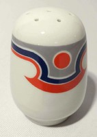 Alföldi porcelain salt shaker, salt holder, art-deco pattern, retro.