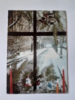 Retro képeslap 1980 régi fotó levelezőlap karácsonyfadíszekkel