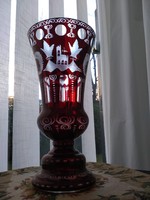 Egermann ruby-red Czech bohemian vase, 25 cm