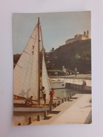 Retro postcard Balaton sailing ship Tihany harbor photo postcard