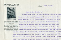 Grand Hotel Zagreb fejléces levél