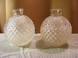 2 Spiky spherical glass vases 9 cm