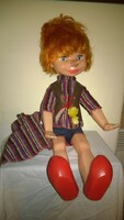 Vintage Pinocchió-baba, a rosszcsont- hibátlan,mozgatható végtagok, alvós, 54 cm