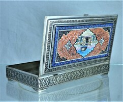 Dreamy, antique, enameled silver box, Persia, ca. 1890!!!