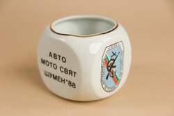 Bulgarian kitka porcelain, holder, retro motocross award from 1988.