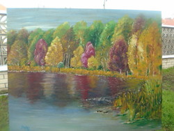 Pintér József Béla (1922-2002) "Ősz a folyónál" örök garanciával 50 x  40 cm