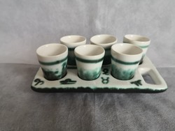 Gorka Géza zodiákus, csillagjegyes pálinkás készlet tartóval, Jelzett, Hibátlan!