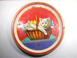 Retro old painted metal plate tray - 1960s-1980s - kitty cat kitty kitty