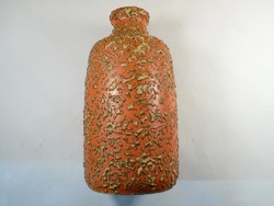 Retro régi jelzett iparművész iparos tófej ikebana virágrendező kerámia hólyagos máz váza