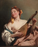 Tiepolo - woman with mandolin - canvas reprint