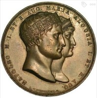 1810. Napóleon és Mária Lujza házassági bronz emlékérem!