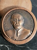 Nagy Imre Társaság Nyíregyháza 1896-1958 Bronz Emlékérem Érem Plakett Fa tokban