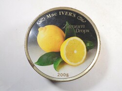 Retro - Mac Iver citromos drazsé - fém doboz fémdoboz tároló cukortartó - kb.1990-es évekből