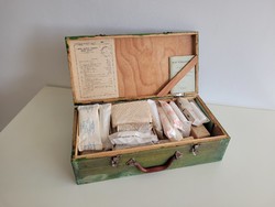 Old air defense shelter first aid wooden chest bag 1952 first aid box first aid box with accessories