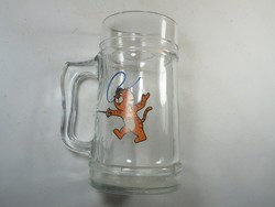 Retro glass jar for children's fairy tales with tiger pattern - approx. From the 1970s-80s - 0.5 l