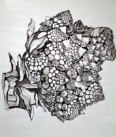 Éva Hévizi (1946-): Coral - smudged ink (framed size 60×51 cm) contemporary, modern artwork