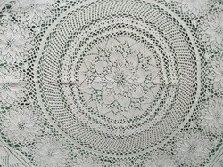 Beautiful needlework: large knitted lace tablecloth 74 cm