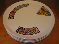 Memphis style cake, pizza plate, tray with abstract pattern