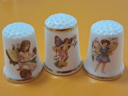English marked porcelain thimbles magical elves, fairies fine bone china