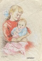 Elfriede Finkes osztrák festő rajza -  gyermekportrék