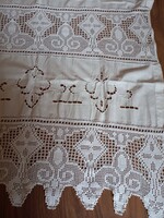 Rustic long curtain, old handwork