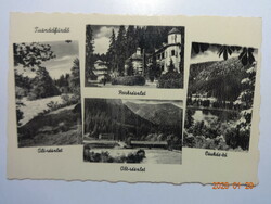 Régi Weinstock képeslap: Tusnádfürdő - részletek (Olt-részlet, parkrészlet, Csukás-tó)