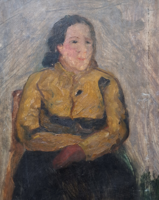 Female portrait (oil, size with frame 40x47 cm) Italian painting from 1955