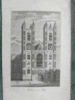 Westminster Abbey, London. Original woodcut ca. 1843