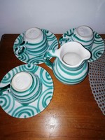Gmunder green striped ceramic set of 3 + spout