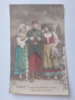 Régi képeslap francia katona hölgyek fotó levelezőlap