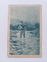 Régi képeslap horgászó katona levelezőlap
