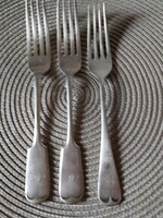 3 silver-plated forks with monogram