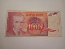 Jugoszlávia 1000  Dínár 1992  !