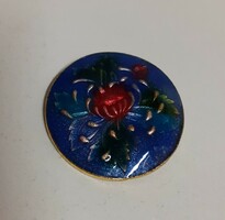 Gold plated fire enamel brooch pin in nice condition