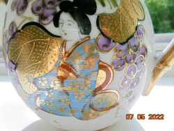 Arany zománc kézi festett Mitikus öriás  KYOHO szőlő mintával  és életképpel antik japán teás kiöntő