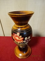 Wooden vase, Russian product, turned, burnt, hand painted, 18 cm high. He has! Jokai.