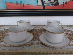 Láng Mihály marked antique porcelain four sets of cappuccino and cocoa cups, collector's item!