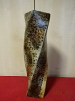 Magyar kerámia váza, csavart, kézi festésű, 40,5 cm magas. Vanneki! Jókai.