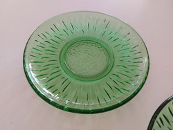 Retro 5 db üveg csészealj zöld kis tányér