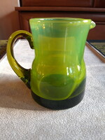 Zöld huta opálüveg kancsó - 10 cm - 445 g