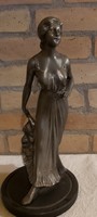 Szecessziós  ezüstözött ón szobor 37 cm