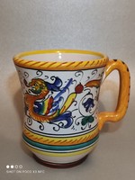 Deruta raffaellesco marked dragon pattern ceramic mug