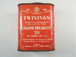 Retro Teás angol fémdoboz fém pléh doboz - Twinings Englis Breakfast Tea -1970-es évek