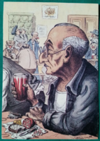 Bechtold István karikatúra  Kőszegről-kőszegiekről ,postatiszta képeslapon