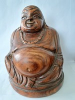 Nevető Buddha faszobor 14,5 cm