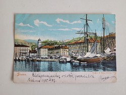 Régi Monarchia kori képeslap 1905 Fiume kikötő